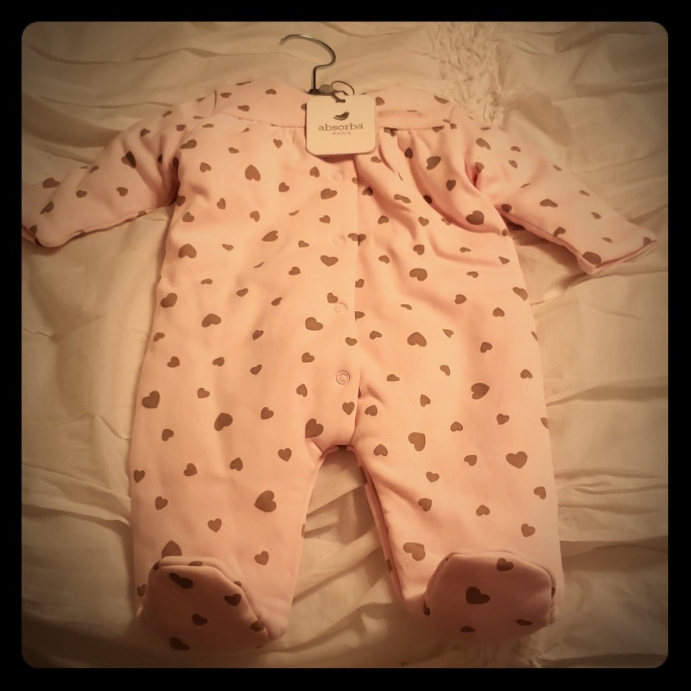 Baby Girl 0-3 Months Absorba Bodysuit With Feet.